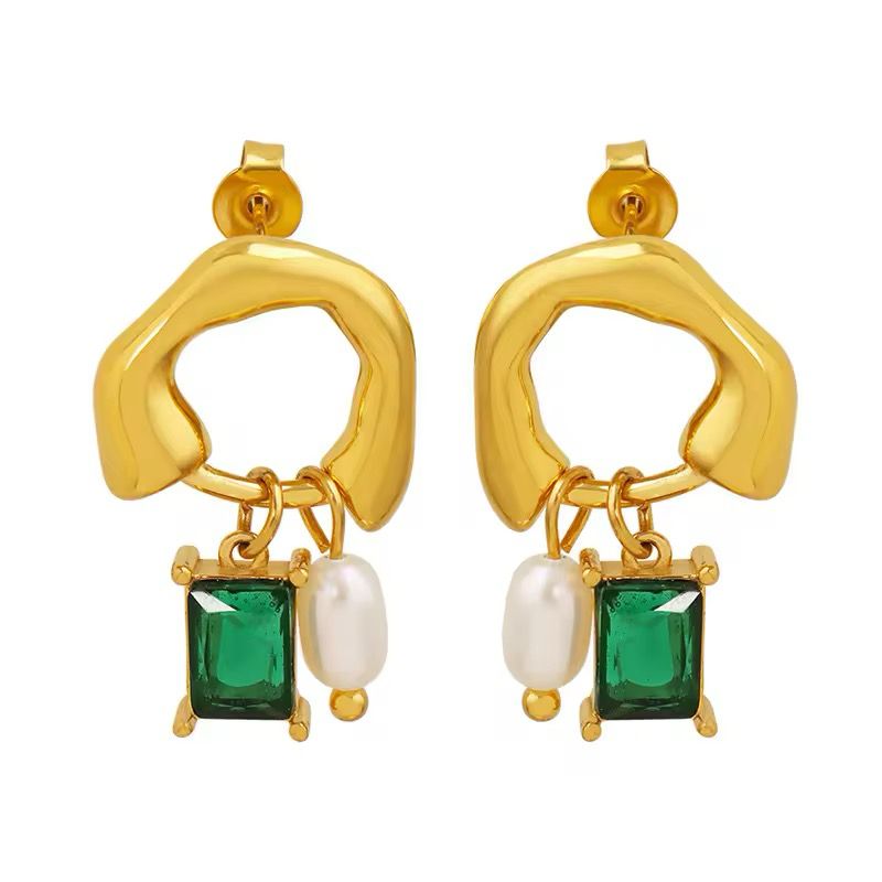 Emerald dainty earrings