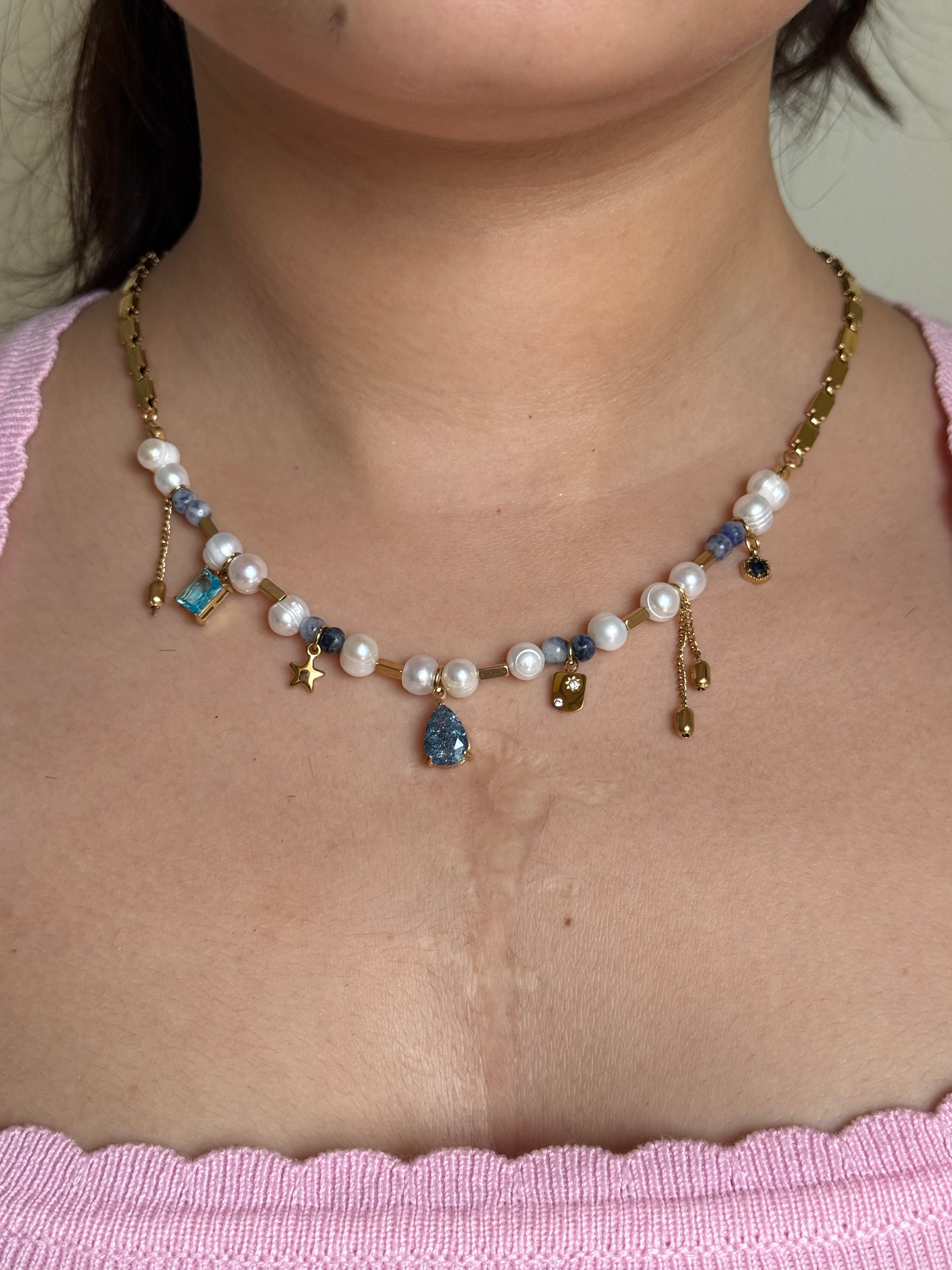 Blue muse necklace