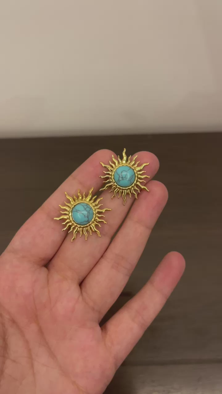Blue sun earrings