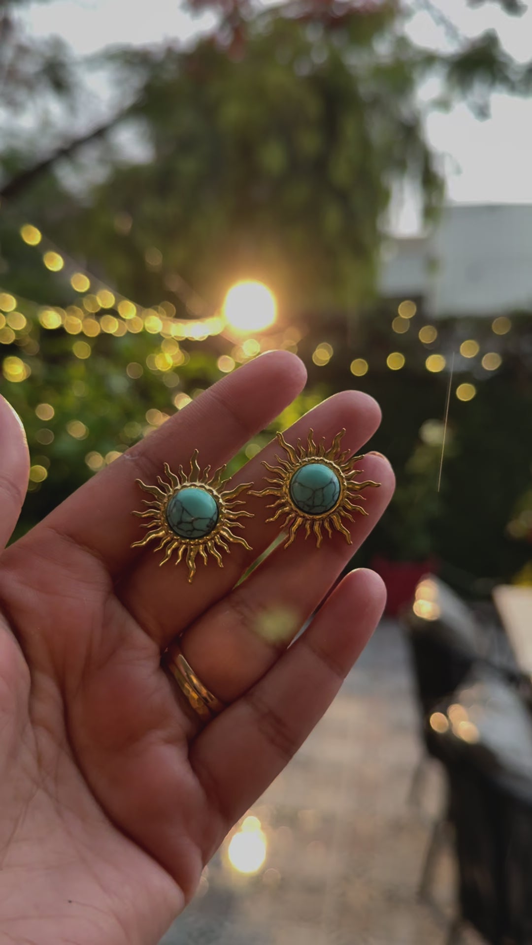 Blue sun earrings